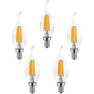 Pack 5 Ampoules LED E14 Flamme 6W (600 lm) Blanc chaud 2700K &ndash; Style Edison vintage (&eacute;quiv. 60W)