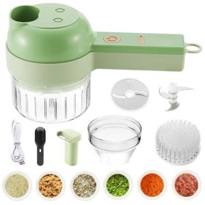 Ensemble de Coupe legumes Multifonctions électrique Portatif sans fil 4 en 1Robot Culinaire manuelDecoupe Legumes Trancheuse