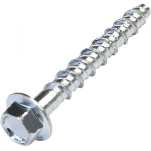 Lot de10 Vis pour b&eacute;ton &agrave; t&ecirc;te hexagonale &agrave; embase/collerette &Oslash;6x50 mm-fixation directe sans cheville-pour cl&eacute; &agrave; 6 pans 7.5