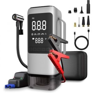 Multifonction Booster Batterie Voiture 8000mAh 1000A (6.0LGas& 3.0L Diesel)-aspirateur voiture 4500Pa -gonfleur pneus voiture