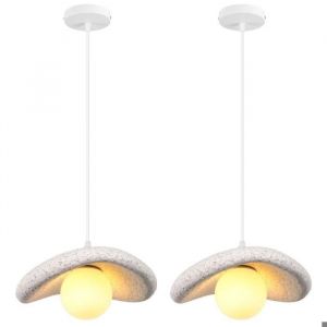 WOTTES 2 x Moderne Suspension Luminaire Industriel &Oslash;20CM Vintage G9 Lustre Plafonnier en Ciment R&eacute;plique Lampe pour Salon Chambre