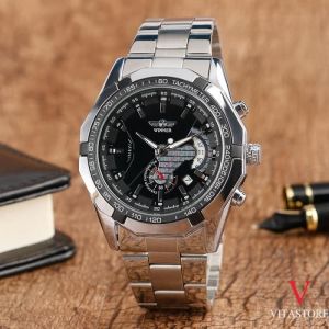 Montre MéCanique Automatique Pour Hommes Montre Date Montres Bracelet En Acier Inoxydable Occasionnel Horloge Masculine