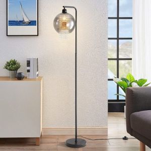 Homefire salon lampadaire chambre - E27 lampadaire gris design boule de verre cristal de verre