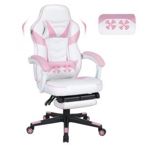 Chaise gaming Fauteuil gamer ergonomique Fauteuil de bureau réglable Support lombaire Massage Repose-pied Appui-tête