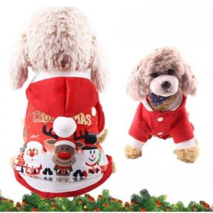 D&eacute;guisement de chien de no&euml;lv&ecirc;tement &agrave; capuchon dhiverpantalon &agrave; quatre jambesanimaux de compagniepour promenadeext&eacute;rieur