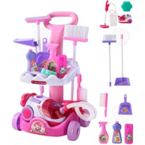 C Kit de nettoyage pour enfants 11PCS 29x275x51cm 11 accessoires chariot de nettoyage enfant chariot menage enfant jeu dimitation