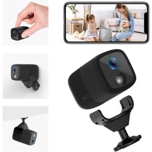 2K Mini Camera Espion sans Fil WiFi Batterie 5200mAh HD Mini Camera Angle Vision 160° AI Détection 10m Vision Nocturne