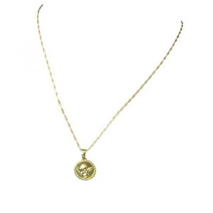 Collier - Enfant - Cha&icirc;ne et Pendentif - M&eacute;daille - Ange - Bapt&ecirc;me - Plaqu&eacute; Or Jaune 585/1000 - 45 cm