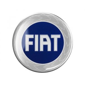 Autocollant 3D - Fiat - Logo Officiel - Bleu - Diam&egrave;tre 75 mm - R&eacute;sine Polyur&eacute;thane
