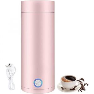 Bouilloire Electrique Portable Mini Bouilloire de Voyage 3 en 1 Bouilloire Portable pour Th&eacute; Lait Caf&eacute; (400ml Rose)