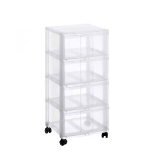 Tour de rangement en plastique 4 tiroirs avec roues SUNDIS MODULO