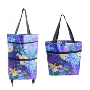 Sac de courses pliable - Sac de courses - Violet - Tissu Oxford - Avec roulettes - 15 livres de capacité
