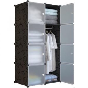 AFFI-Armoire Penderie avec &eacute;tag&egrave;res de rangement Armoire de Chambre5 CUBES 75X47X147CM-EN Plastique