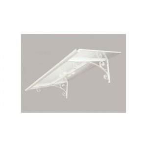 Marquise Auvent De Porte Gamme Rétro. Aluminium Et Polycarbonate Couleur Blanc 120 X 90 Cm