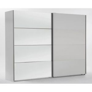 Armoire placard meuble de rangement coloris blanc - Longueur 225 x Hauteur 210 x Profondeur 65 cm
