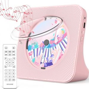 Lecteur CD Bluetooth - MARSEE - Portable - Haut-parleurs HiFi - Radio FM - Couleur Rose