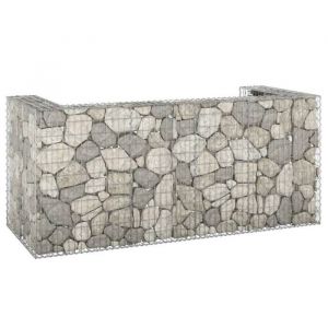 Cache Poubelle/ Mur en gabion pour poubelles - VIDAXL - Acier galvanis&eacute; 254x100x110 cm CC3196721