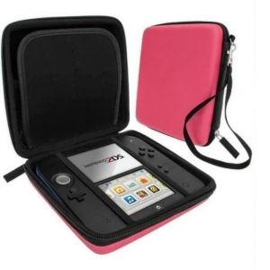 EVA Étui sacoche de transport Cas sac housse de protection couverture Cover Rigide pour Nintendo 2DS carte mémoire clé USB -rose