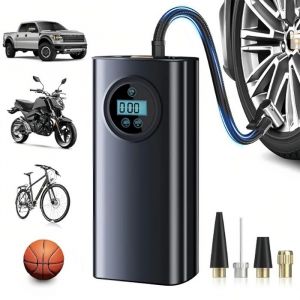 A Compresseur &agrave; Air Portatif 3600mAh Gonfleur Pneus Voiture Mini Gonfleur Electrique pour V&eacute;lo Voiture Pompe &Agrave; Air Velo avec Lampe