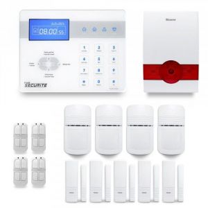 Alarme maison sans fil - ICE-Bi - 4 &agrave; 5 pi&egrave;ces - Sir&egrave;ne ext&eacute;rieure - D&eacute;tecteur de mouvements - GSM