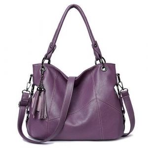 Vintage Casual Femmes En Cuir Grands Sacs À Main Messenger Crossbody Top-poignée Fourre-Tout Sac À Bandoulière Violet