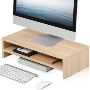 FITUEYES Réhausseur d'Écran en Bois,Support d'Ordinateur,PC,TV,Moniteur Stand pour Bureau et Famille 54x25,5x14cm