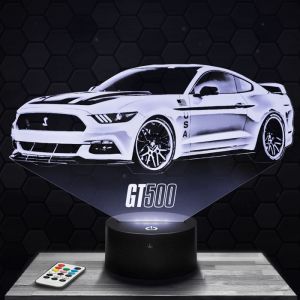 Lampe 3d _ Ford Mustang Shelby GT500 - Jouet Miniature Cadeau Ford Mustang Shelby GT500 -Veilleuse Led Tactile TOP