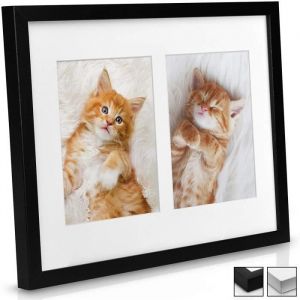 bomoe Multi Cadre Photo p&ecirc;le-m&ecirc;le Mural - pour 2 Photos (2X 13x18cm) - Dimension : 375x30x25cm - Noir - D&eacute;coration Murale