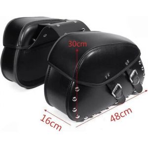 Sacoches de moto - Harley Davidson - Lot de 2 - Cuir PU - 48x16x30cm - Universelles