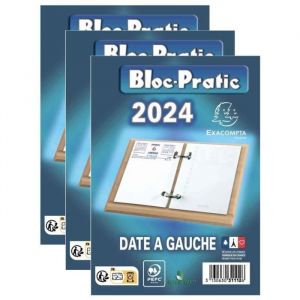 Bloc-pratic éphéméride - EXACOMPTA - 31112E-3 - 120 x 82 mm - Blanc - Mixte