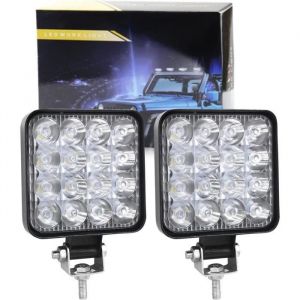 2 Pcs Carré phare de travail led  3.3 pouces mini 48W 12V 24V lampe de travail led projecteurs lumière feux de travail pour [19]