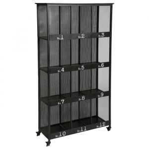 Bibliothèque industrielle Torof - ATMOSPHERA - L. 95 x H. 181 cm - 12 cases spacieuses - Noir