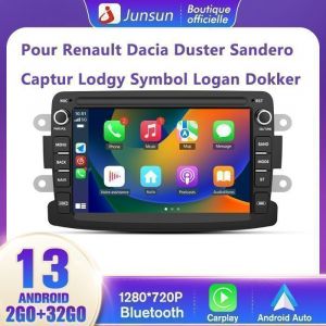 Junsun Autoradio Android 12 2Go+32Go pour Renault Dacia Duster Sandero Captur Lodgy Symbol Logan 7" Écran Carplay Android Auto GPS