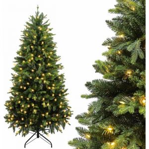 Sapin de No&euml;l Lumineux LED 180 cm Arbre Artificiel Realiste 1680 Branches Simul&eacute; Vert pour Salon Chambre Bureaux Balcon