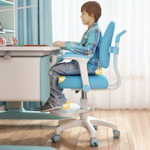 Chaise de Bureau Enfant avec Dossier Ergonomique - CREMLANK - 150 lb - 42 x 41 x 99CM - 3 &agrave; 18 ans - Plastique - BLEU