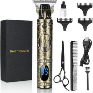 10 PARK Tondeuse Barbe Electrique HommeTondeuse &agrave; Cheveux Rasoir Barbe &Eacute;cran &agrave; LED avec 3 Peignes et Chiffres et ciseaux