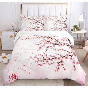Parure de lit en Fleurs de CerisierHousse de Couette 2 Personnes Fille RoseSakura Parure de lit 200x200 2Taies dOreillers