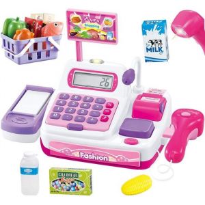 34 PCS Jouet Caisse Enregistreuse Électronique pour Enfants Jeux dimitation Marchande Rose