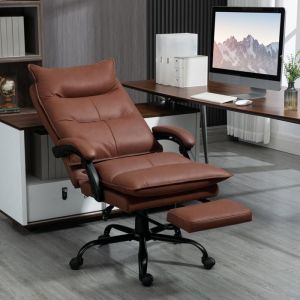 Fauteuil de bureau massant et chauffant chaise de bureau hauteur r&eacute;glable dossier inclinable 66x74x1215cm marron