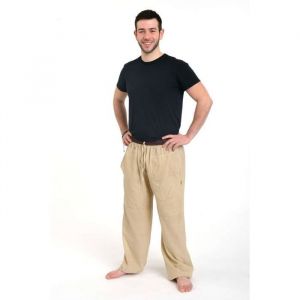 Pantalon yoga zen homme - FANTAZIA - Pantalon zen homme chanvre Bharat - Blanc - Taille unique