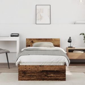vidaXL Cadre de lit sans matelas avec tête de lit en bois ancien 90x190 cm 871657