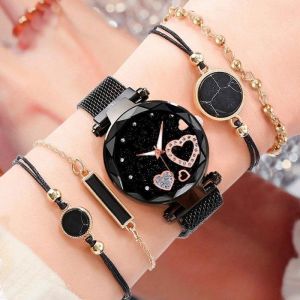 Montre Femme - Nouvelle Bracelet maille - Quartz - montre + bracelet (5 pièces) - Montre en Forme de Cœur