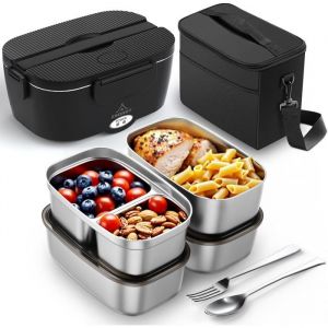 Gamelle Chauffante120W Lunch Box Chauffante Mod&egrave;le De Chauffage Ultra-Rapide 12V/24V/230V Boite Chauffante Repas Pour Voyage[Z31]