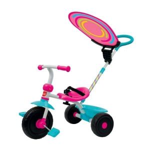 Tricycle pour enfant - NO NAME - Triky Go - Rose - De 10 mois &agrave; 4 ans - Avec canne parentale et parasol