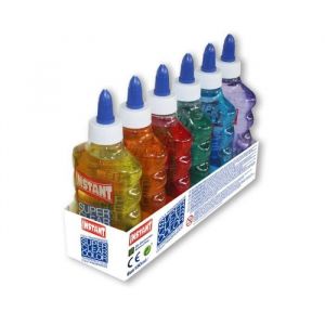 Lot de 6 Colles Transparentes 180ml - Instant - Assortiment 6 couleurs - Loisirs Créatifs - 14691 TU Assortiments