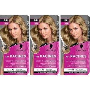 Schwarzkopf - Lot de 3 Kit Racines - Coloration Racines Cheveux Permanente - Retouche entre 2 Colorations - Blond BR1