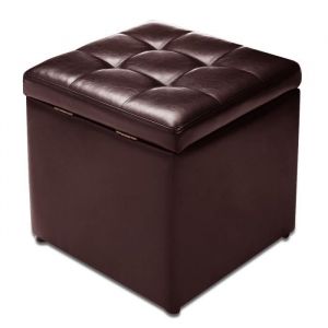 GIANTEX Tabouret Pouf de Rangement en PU Cuir Repose-pied en Cube avec Pieds Antidétapants pour Salon Chambre Entrée 40X40X40CM