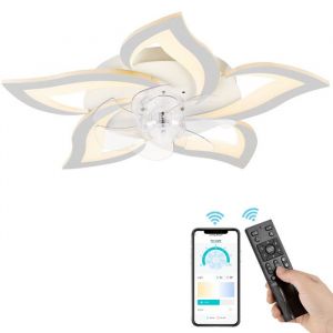 NACATIN Plafonnier-Ventilateur LED Silencieux - 6 Vitesses 3 Couleurs DimmablesMinuteriePuissance 46W - Blanc