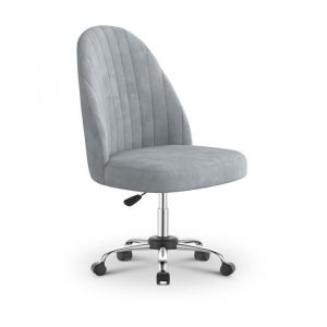 Chaise de Bureau - Chaise de Coiffeuse sans Accoudoirs - Avec roulettes - R&eacute;glable en Hauteur  - dossier incurv&eacute; - Ttissu en Peluch