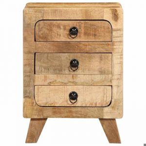 CHEZ JILI* Table de chevet - RUIGOU - Petite table de chambre 37x32x50 cm bois de manguier massif brut Ao&ucirc;t940702